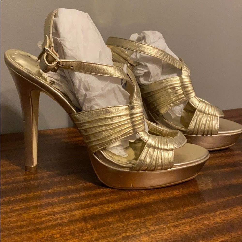 BCBG gold platform heel!